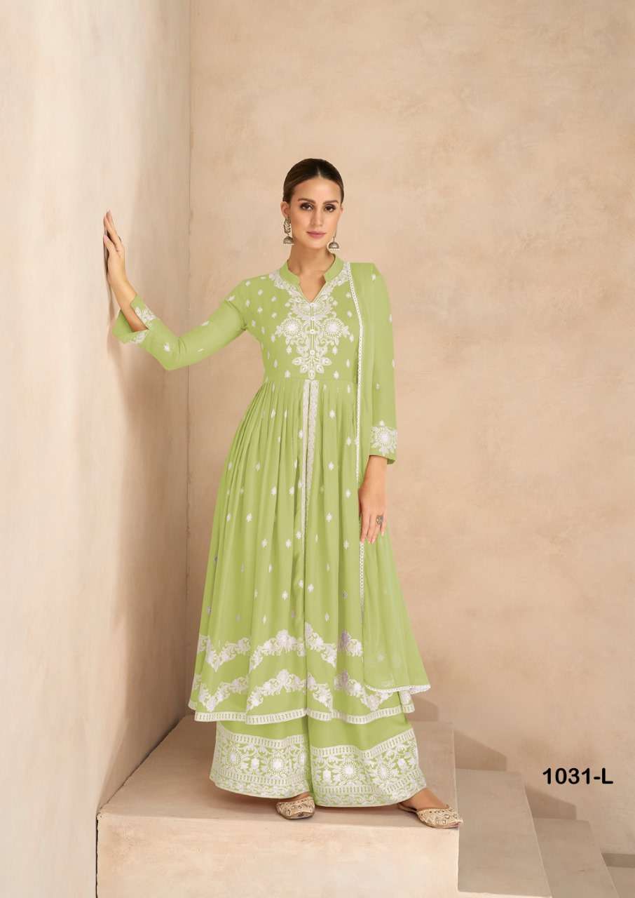 LAKHNAVI VOL 6 HIT LISTHEAVY RAYON LAKHNAWI WORK KURTI WITH PLAZZO AND NAZMIN DUPATTA BY S3FOREVER BRAND 1031 L